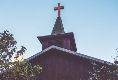 vintage colored church tower