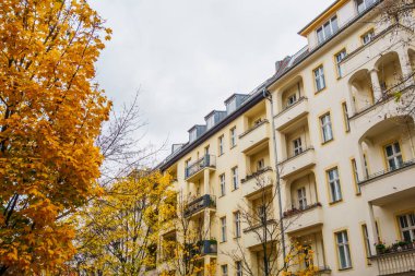 beautiful real estate picture of apartments from exterior view in autumn
