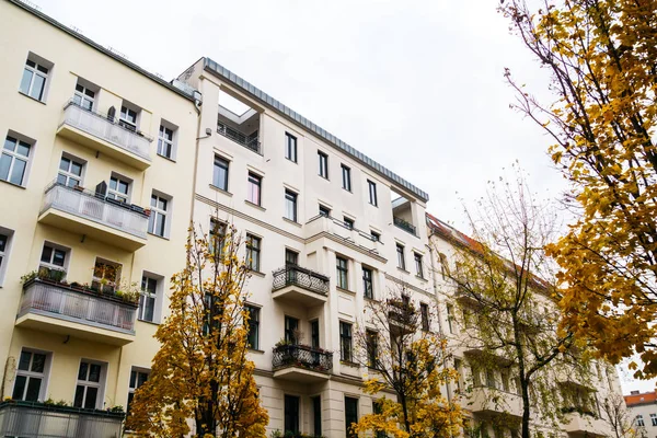 low angle view of apartments at autumn from the exterior view