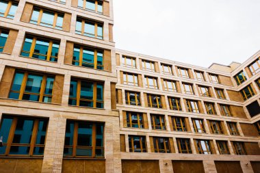 beautiful and futuristic facaded finance house with darken windows