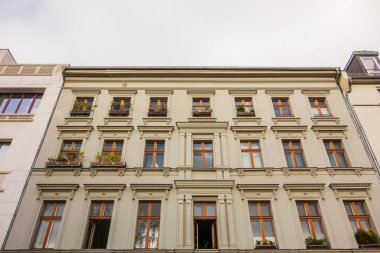 residential brown house at berlin from the low angle view