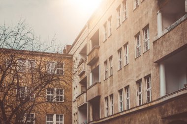 historical grudge building in hdr effect with sunlight on the rooftop