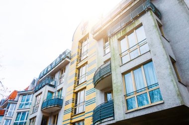 low angle view of grudge facade from modern house