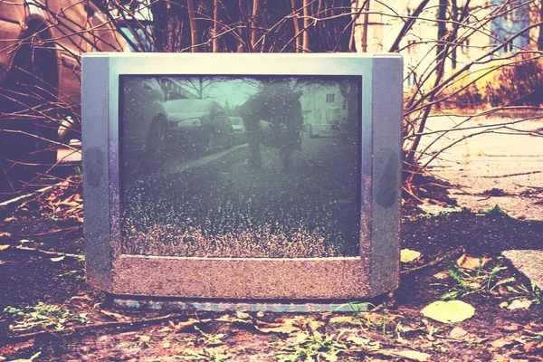 Stará Televize Ulici Podzim — Stock fotografie