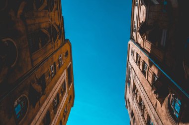 sillhouette of majestic residential houses from the low angle view