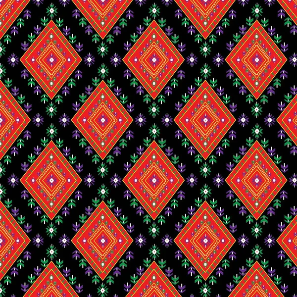 Geometrik etnik kalıp geleneksel arka plan, halı, duvar kağıdı, giysi, ambalaj, Batik, kumaş, sarong, Vektör illüstrasyon nakış tarzı.