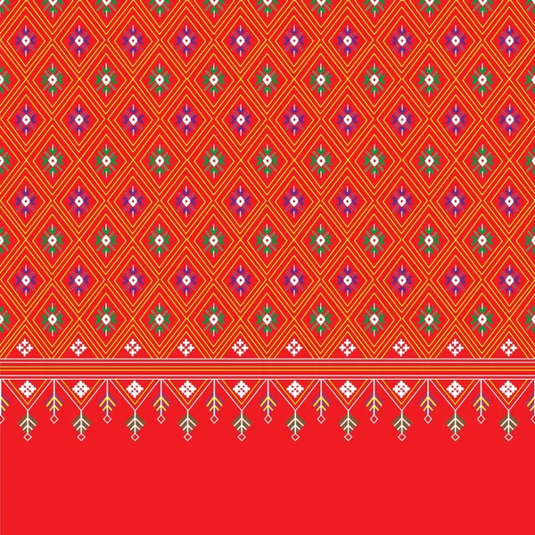 Geometryczny etniczny wzór tradycyjny Projekt tła, dywan, tapety, odzież, opakowanie, Batik, tkanina, sarong, Wektor Ilustracja haft styl. — Wektor stockowy