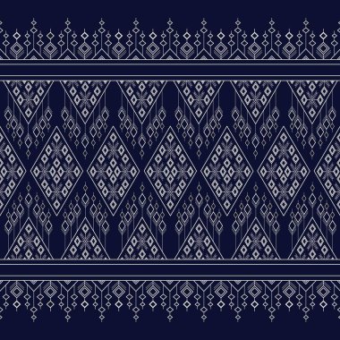 Geometrik etnik kalıp geleneksel arka plan, halı, duvar kağıdı, giysi, ambalaj, Batik, kumaş, sarong, Vektör illüstrasyon nakış tarzı.