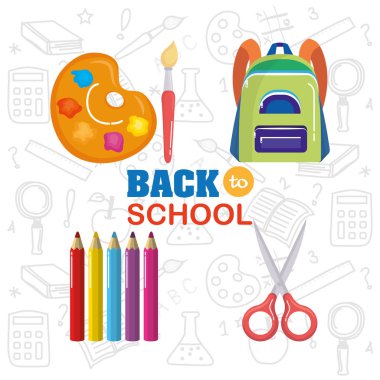 okul araçları vektör çizim seti