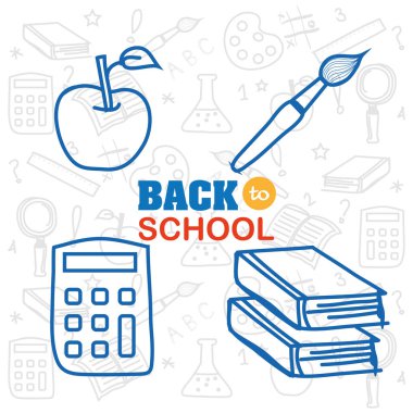 okul araçları vektör çizim seti