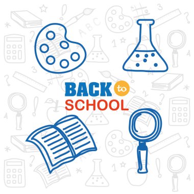 okul araçları vektör çizim seti