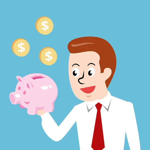 Επιχειρηματίας, κατάθεση κερμάτων σε χρήματα τσάντα οικονομικών μετρητά χρήματα — Διανυσματικό Αρχείο