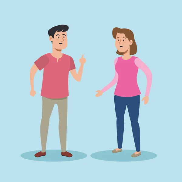 Hombre Hablando Con Una Mujer Ropa Casual Ilustración Vectorial — Vector de stock