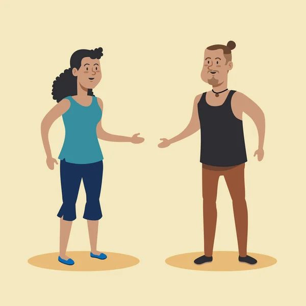 Mujer Hombre Hablando Con Ropa Casual Ilustración Vectorial — Vector de stock