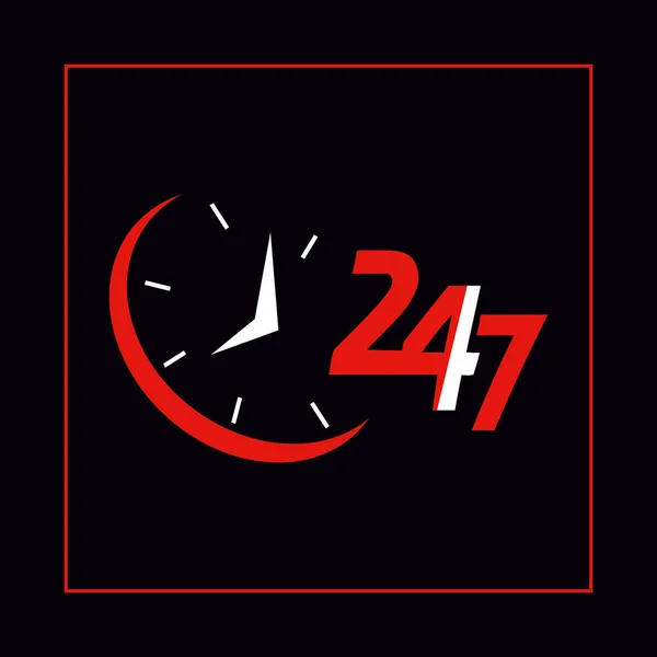 24/7.Service i wsparcia dla klientów. 24 godziny na dobę, 7 dni tygodnia ikona — Wektor stockowy