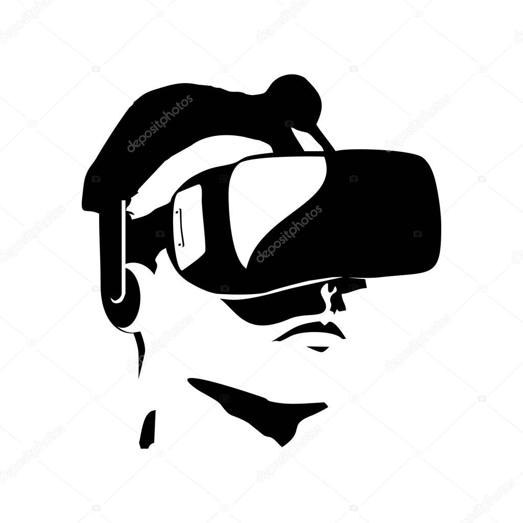 Vector realistic virtual reality glasses. Head-mounted display, Oculus rift virtual reality headset, glasses. Vector illustration. eps 10