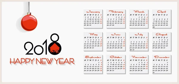 Gelukkig Nieuwjaar 2018 kalender. vectorillustratie — Stockvector