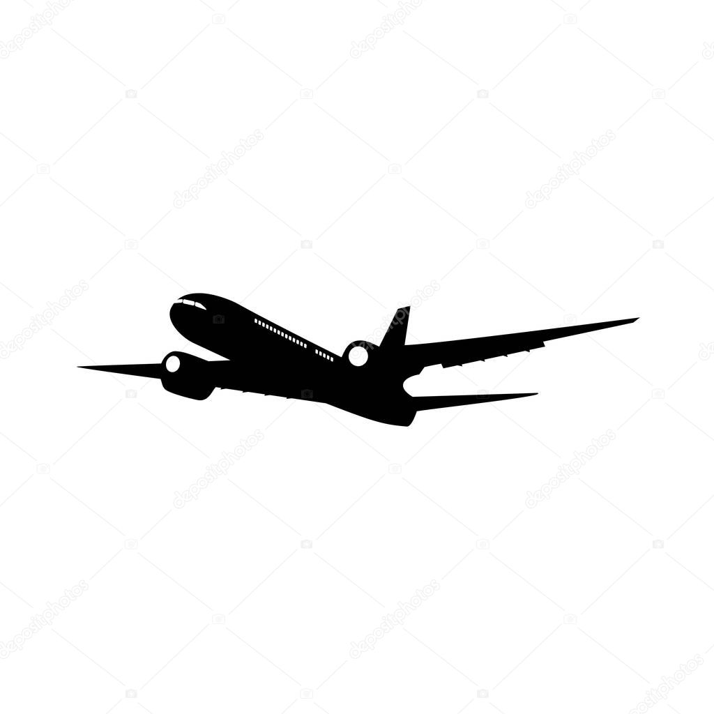 Blue and white plane vector icon