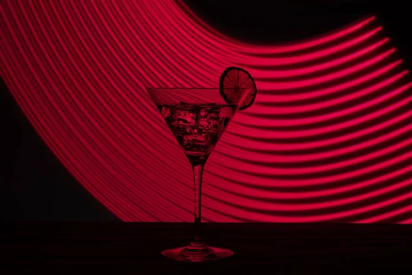 Glass Martini Ice Olives Neon Light — Stock Photo, Image