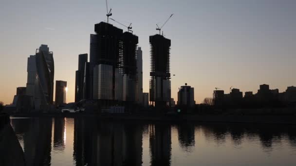 Moskauer Stadtviertel Bei Sonnenuntergang — Stockvideo