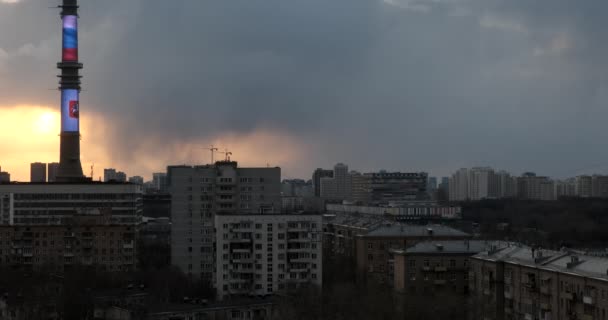 Strefa Sypialna Moskwy Vdnh Zachodzie Słońca — Wideo stockowe