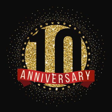On yıl yıldönümü kutlama logo. 10th yıldönümü logosu.