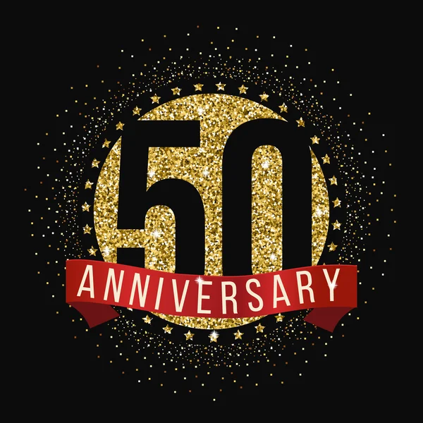 Elli yıl yıldönümü kutlama logo. 50 yıldönümü logosu. — Stok Vektör