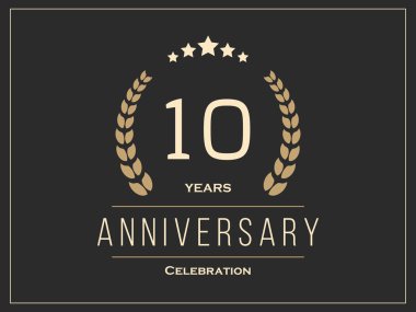 On yıl yıldönümü kutlama logo. 10th yıldönümü logosu. 