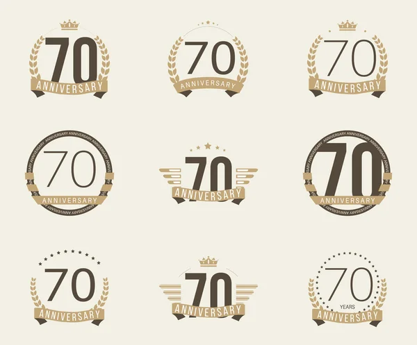 Logotipo della celebrazione del settantesimo anniversario. Collezione logo 70esimo anniversario . — Vettoriale Stock