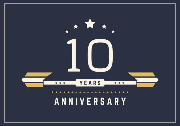 Ten years anniversary celebration logotype. 10th anniversary logo. — Stock Vector