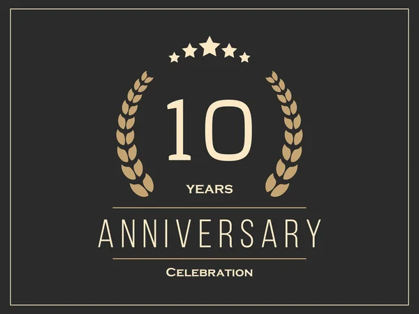 Ten years anniversary celebration logotype. 10th anniversary logo. — Stock Vector