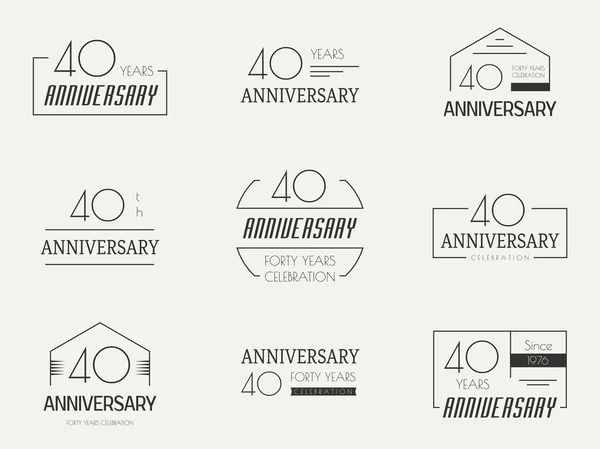 Quarenta anos de festa de aniversário logotipo. Coleção de logotipo 40th aniversário . — Vetor de Stock