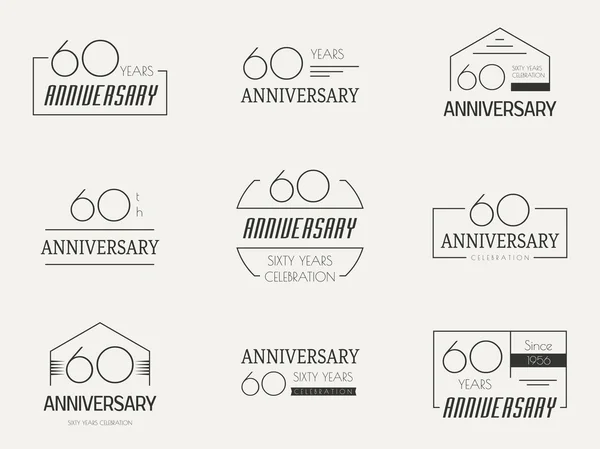 Logotype de célébration de soixante ans. Collection de logo 60e anniversaire . — Image vectorielle