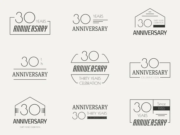 Thirty years anniversary celebration logotype. 30th anniversary logo collection. — Stock Vector