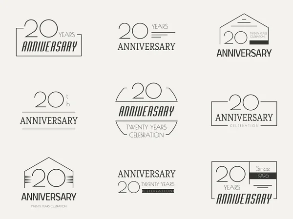 Logotype de célébration du vingtième anniversaire. Collection logo 20e anniversaire . — Image vectorielle