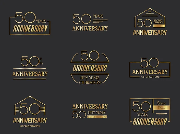 Πενήντα χρόνια επέτειο εορτασμού λογότυπο. 50η επέτειος συλλογή λογότυπο. — Διανυσματικό Αρχείο