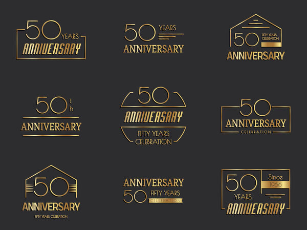 Fifty years anniversary celebration logotype. 50th anniversary logo collection.