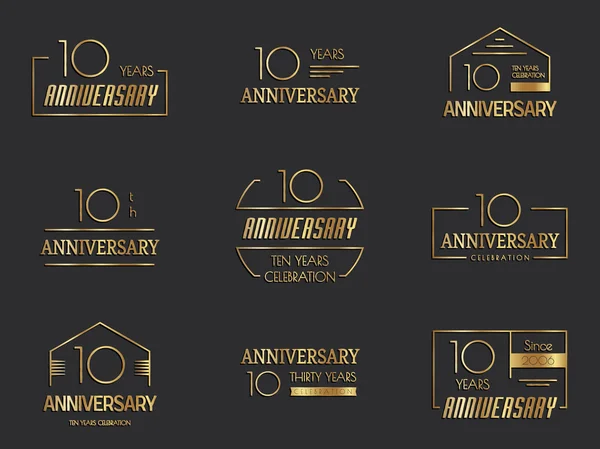 10 年記念日の祭典のロゴタイプ。10 周年記念ロゴ コレクション. — ストックベクタ