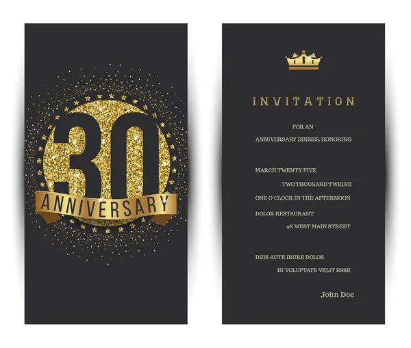 30th anniversary decorated greeting card template. — Stock Vector