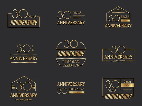 Thirty years anniversary celebration logotype. 30th anniversary logo collection. — Stock Vector