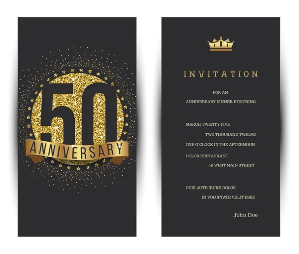 50th anniversary decorated greeting card template. Royalty Free Διανύσματα Αρχείου