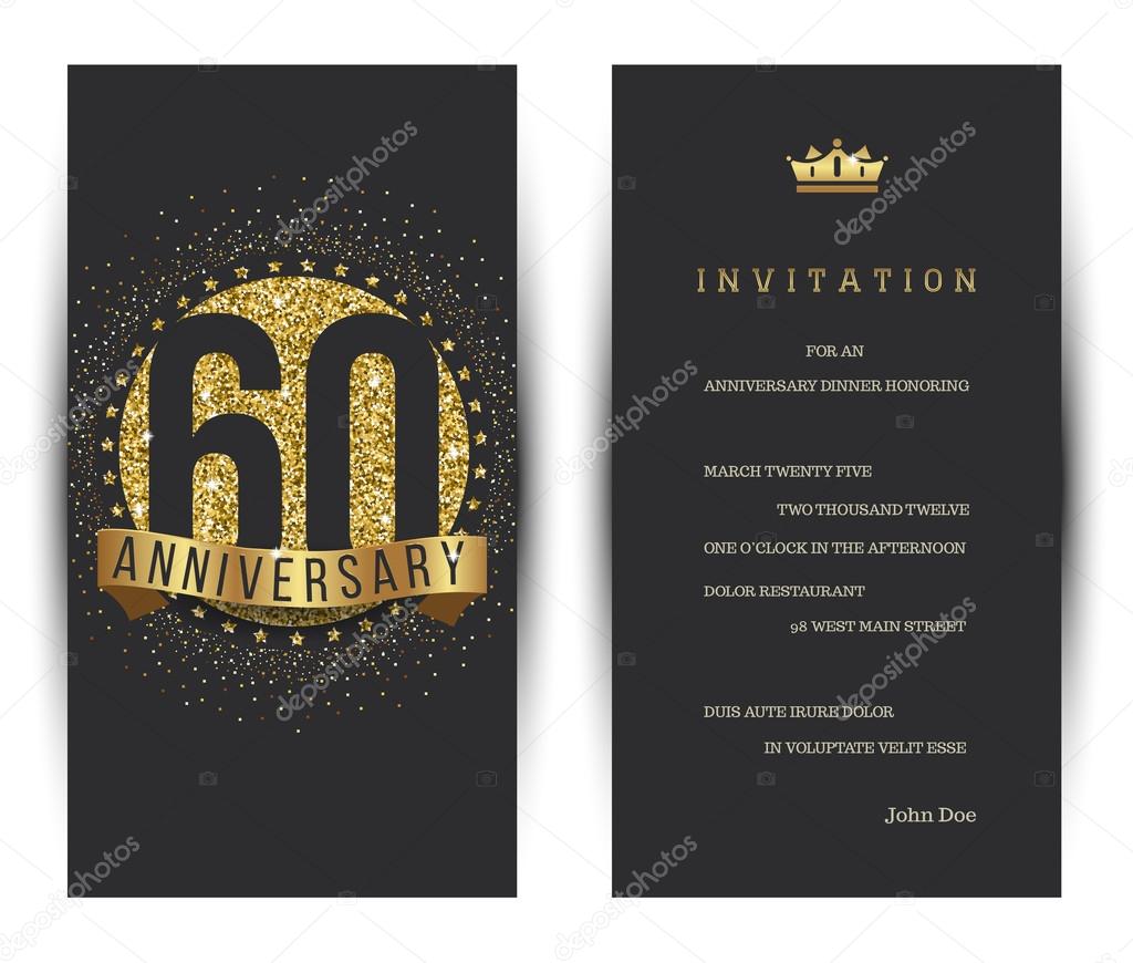 60th anniversary decorated greeting card template.