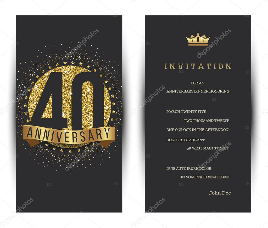 40th anniversary decorated greeting card template.