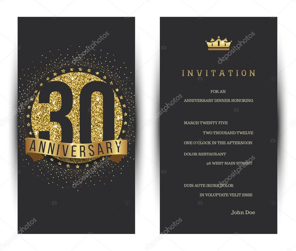 30th anniversary decorated greeting card template.