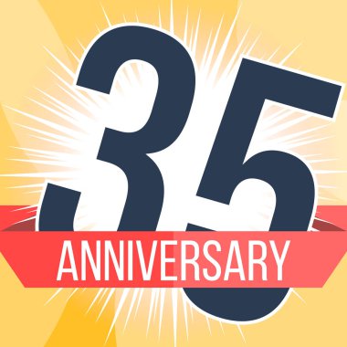 Otuz beş yıl yıldönümü afiş. 35 yıldönümü logosu.