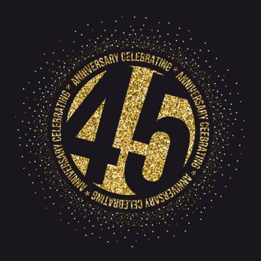 Kırk beş yıl yıldönümü kutlama logo. 45 yıldönümü logosu.