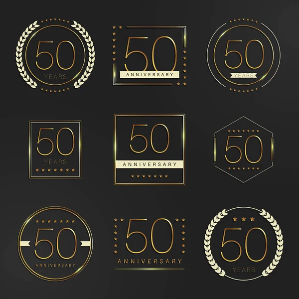50 年記念日の祭典のロゴタイプ。50 周年記念ロゴのコレクション. — ストックベクタ