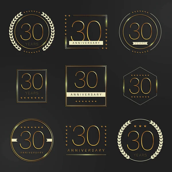 Thirty years anniversary celebration logotype. 30th anniversary logo collection. — Stock Vector