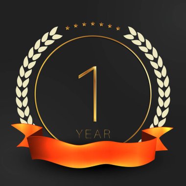 Bir yıl yıldönümü afiş. 1 yıldönümü logosu.