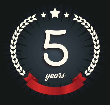 Beş yıl yıldönümü afiş. 5 yıl dönümü logosu. 